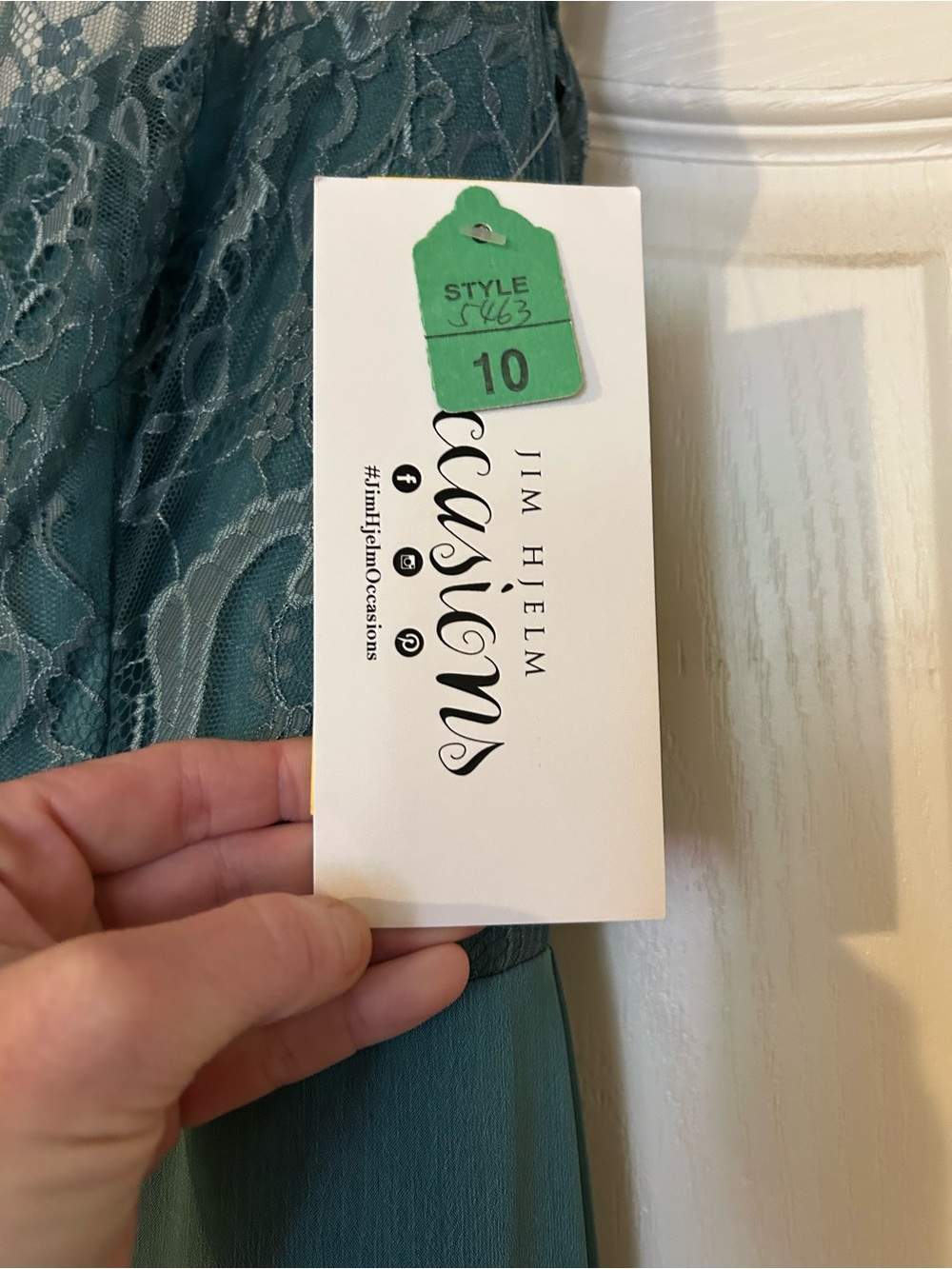 Jim Hjelm Occasions Teal Lace Chiffon Maxi Dress Size 10 NWT - Picture 8 of 8